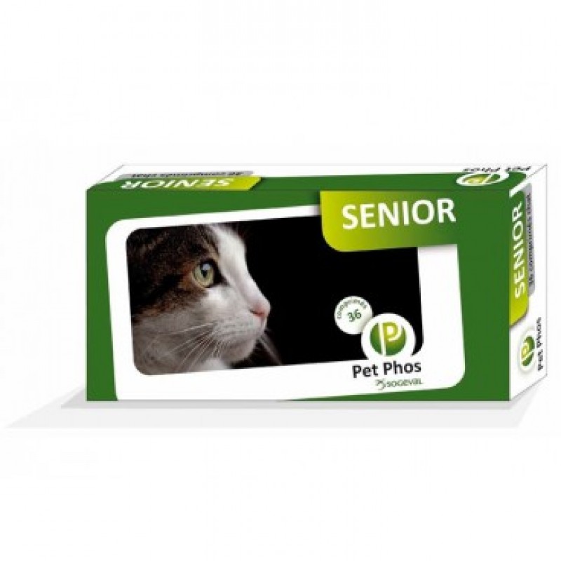 Supliment alimentar cu 36 de tablete pentru menținerea vitalității pisicilor senioare, Pet Phos Felin Senior