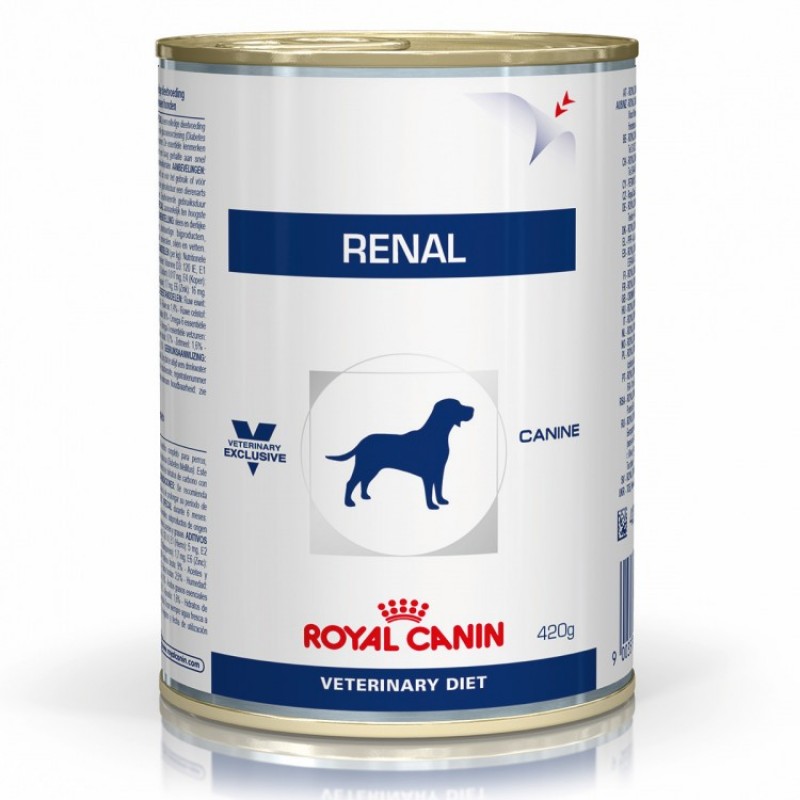 Cutie cu hrana umeda Royal Canin Renal pe fond alb 