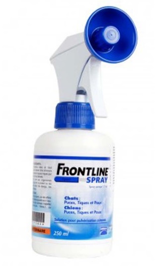 Spray antiparazitar Frontline pe fond alb