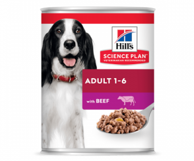Conserva cu hrana umeda Hills SP Canine Adult cu vita pe fond alb