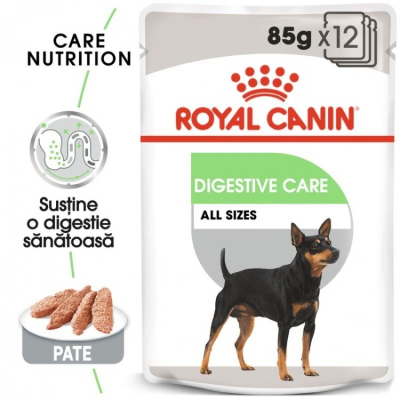 Plic cu hrana umeda Royal Canin Digestive Care Pate pe fond alb