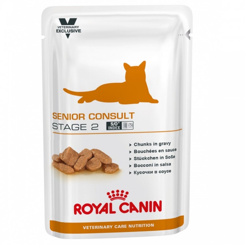 Plic cu hrana umeda Royal Canin Senior Consult Stage2 pe fond alb