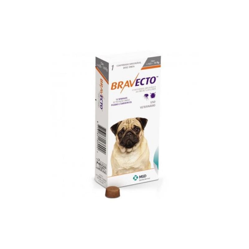 Cutie cu tabletă antiparazitară Bravecto pentru câini de 4.5 - 10kg, pe fundal alb