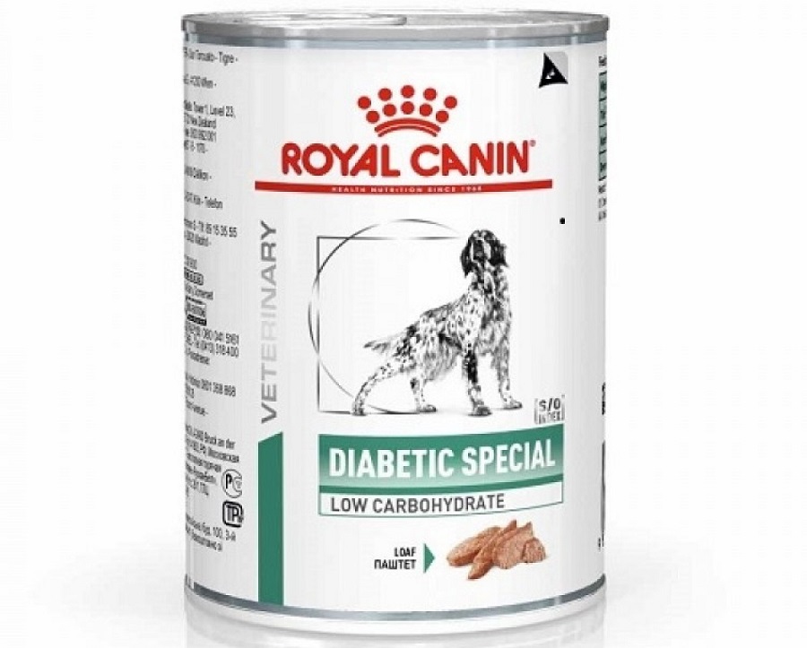 Conserva cu hrana Royal Canin Diabetic Special Low Carbohydrate Dog pe fond alb