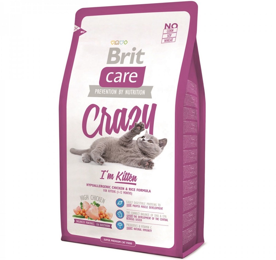 Punga cu hrana Brit Care Cat Crazy I`m Kitten pe fond alb