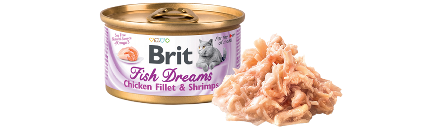 Conserva cu hrana Brit Fish Dreams pe fond alb