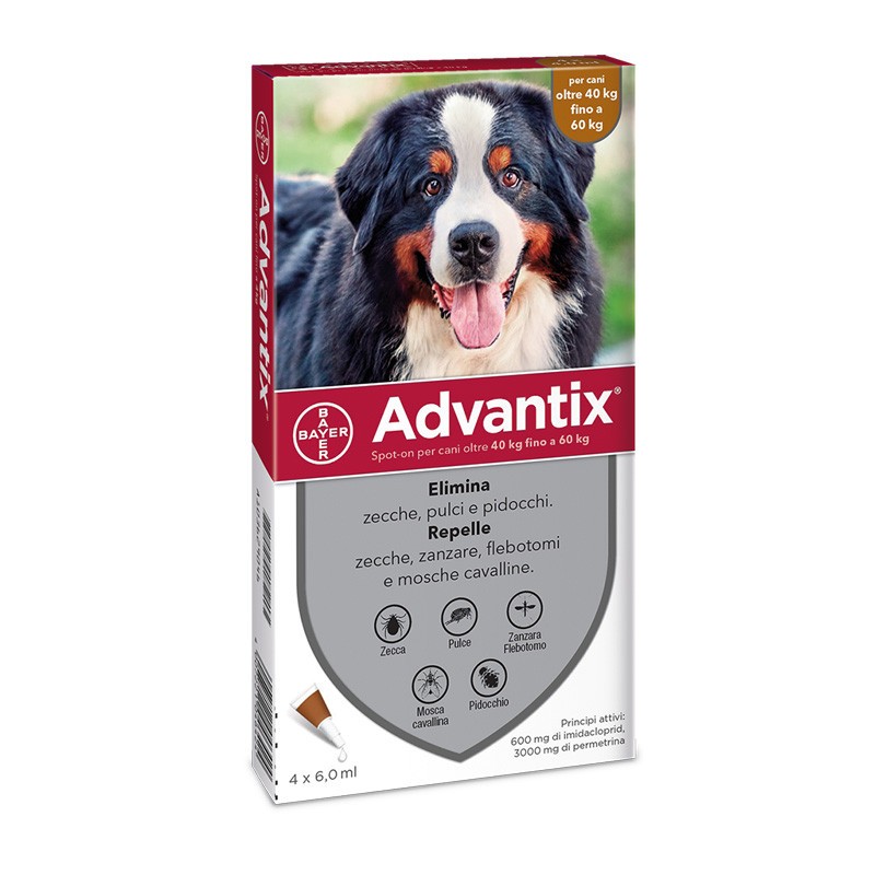 Pipetă antiparazitară Advantix pentru câini de 40-60kg