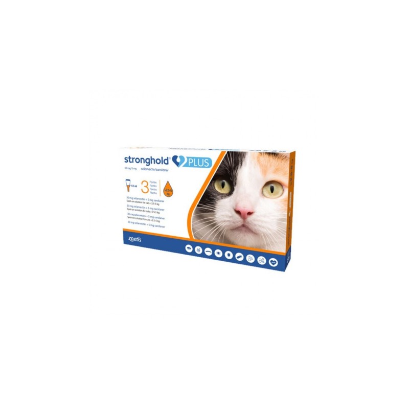 Pipetă antiparazitară Stronghold Plus pentru pisici de 2.5 - 5kg, 30mg