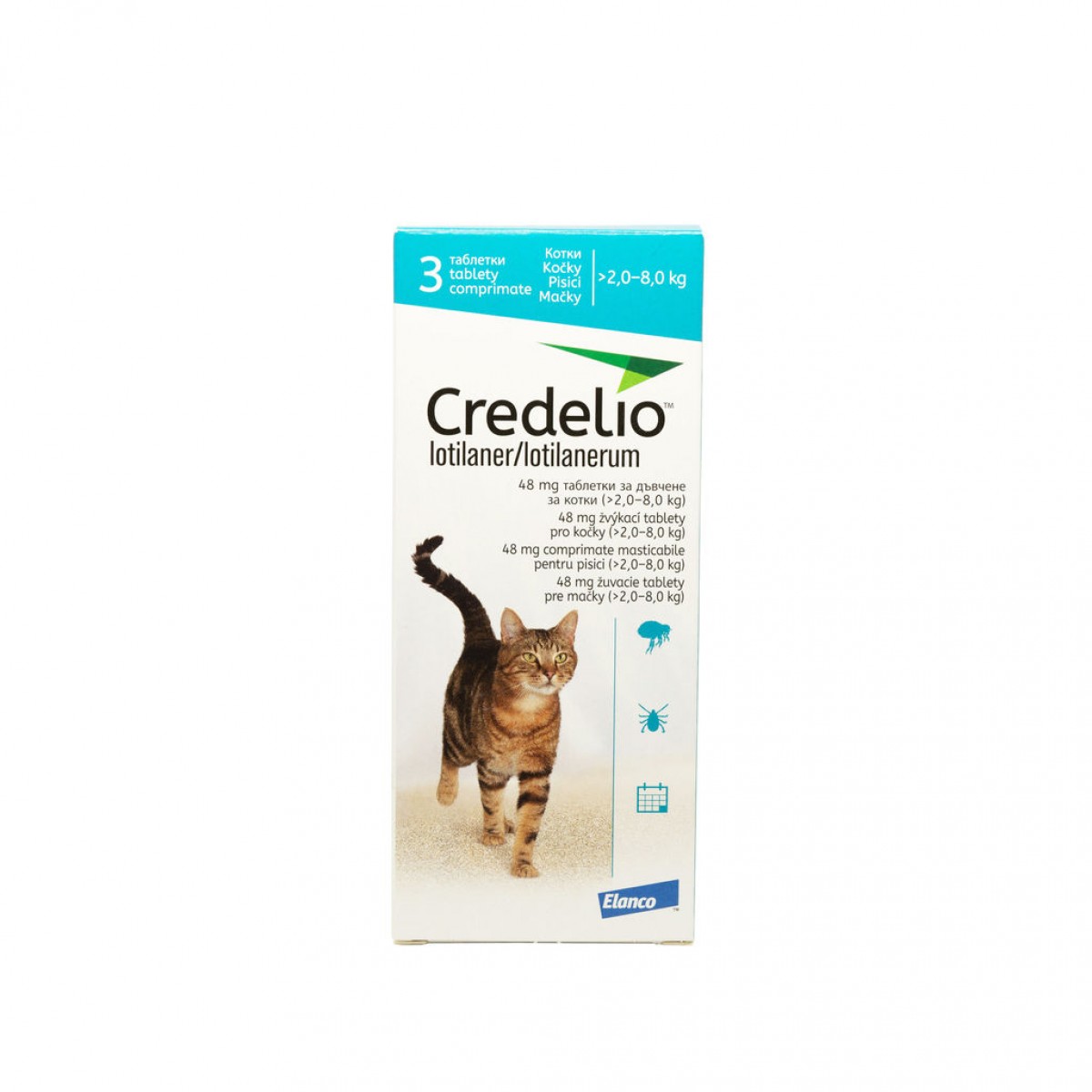 Tabletă antiparazitară Credelio 48mg  pentru pisici intre 2-8 kg, Antiparazitare externe, Antiparazitare, Pisici 