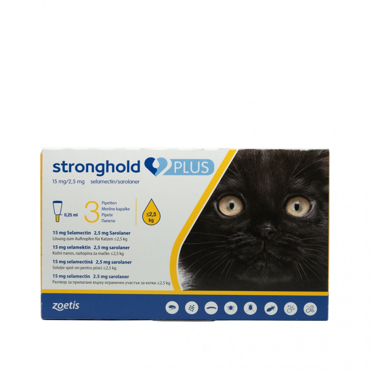 Stronghold Plus pentru pisici sub 2.5kg, 15 mg, 3 pipete antiparazitare, Antiparazitare externe, Antiparazitare, Pisici 