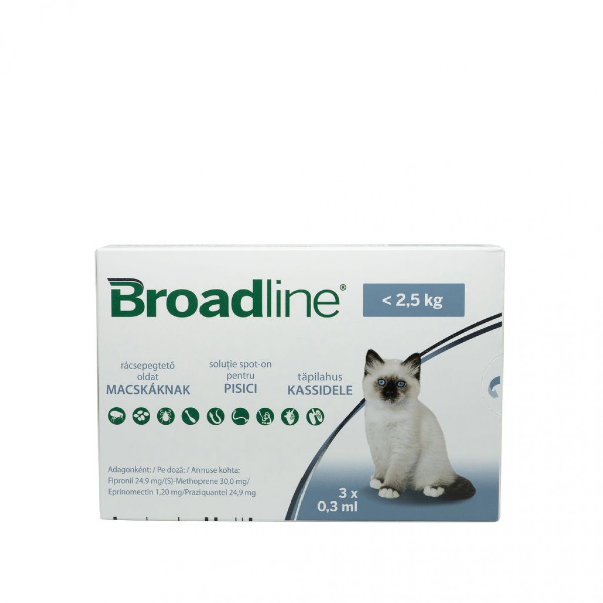Pipetă antiparazitară Broadline pentru pisici de până la 2.5kg, Antiparazitare externe, Antiparazitare, Pisici 