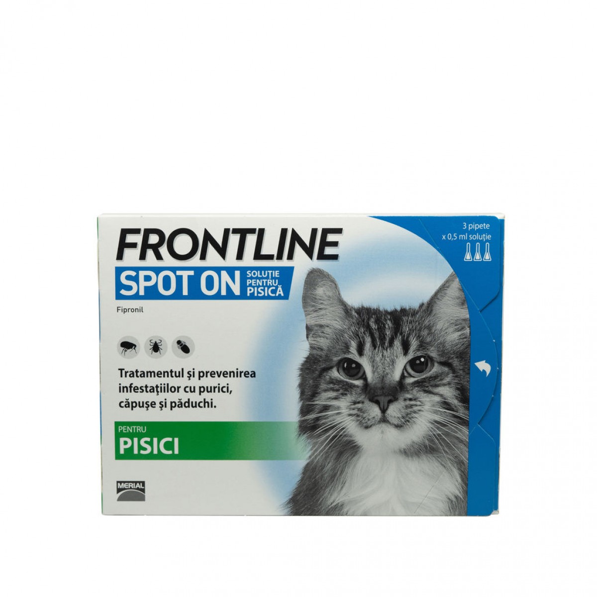 Frontline Spot-On pentru pisici, 3 pipete antiparazitare, Antiparazitare externe, Antiparazitare, Pisici 