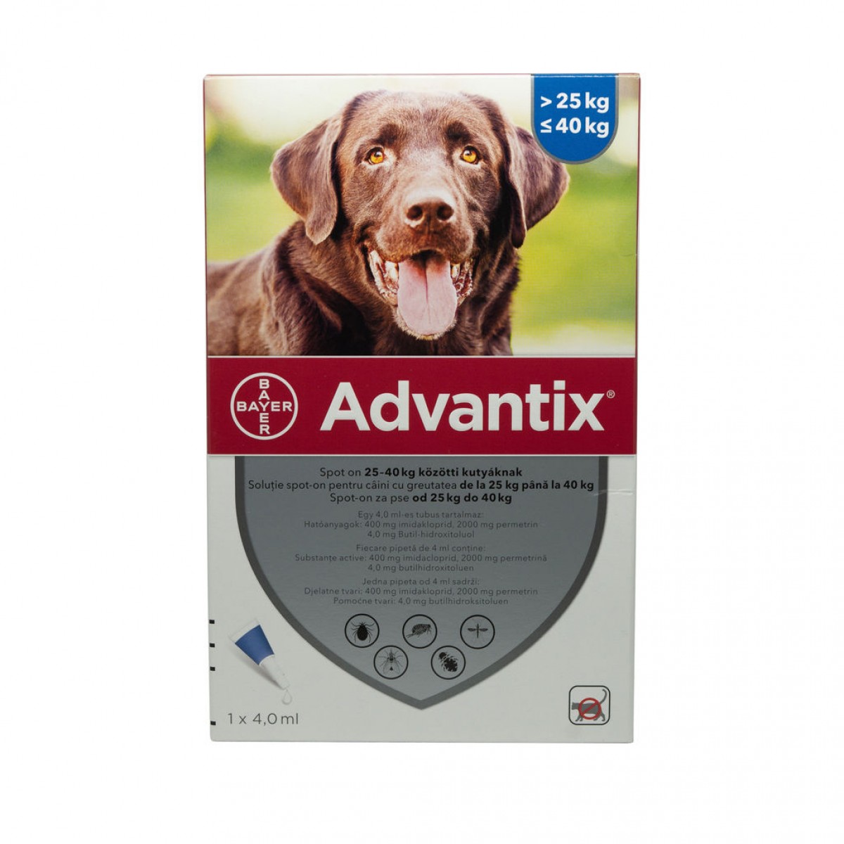 Pipetă antiparazitară Advantix pentru câini de 25 - 40kg, Antiparazitare și îngrijire, Promo, Câini 