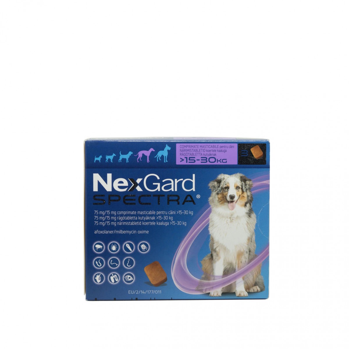 Nexgard Spectra pentru caini L - (15-30kg), 3 comprimate masticabile, Antiparazitare externe, Antiparazitare, Câini 
