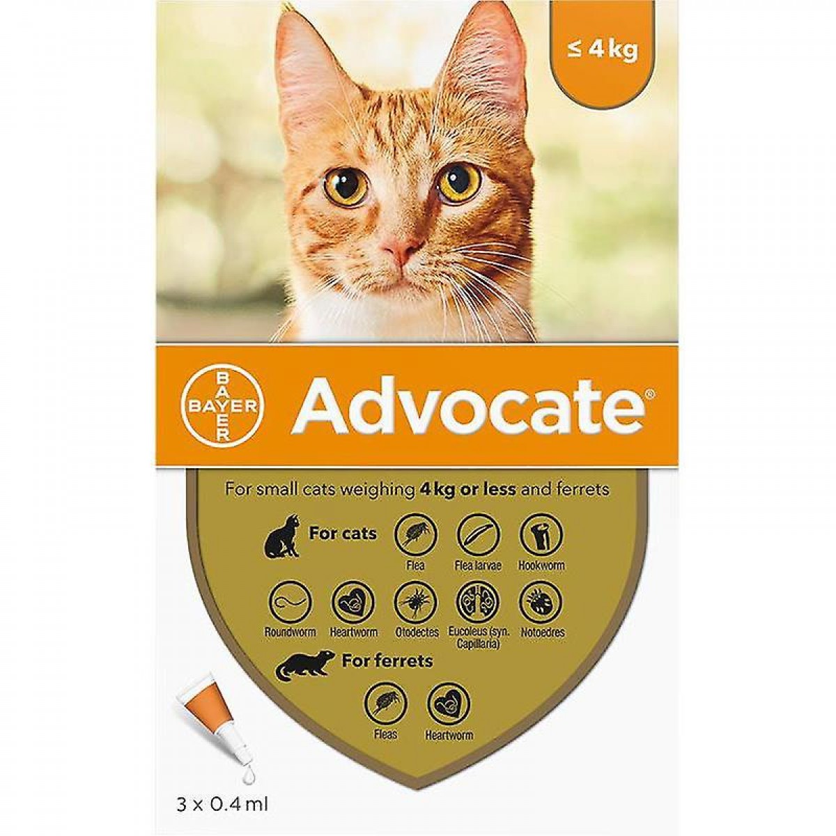Advocate pentru pisici de până la 4kg, 3 pipete antiparazitare, Antiparazitare externe, Antiparazitare, Pisici 