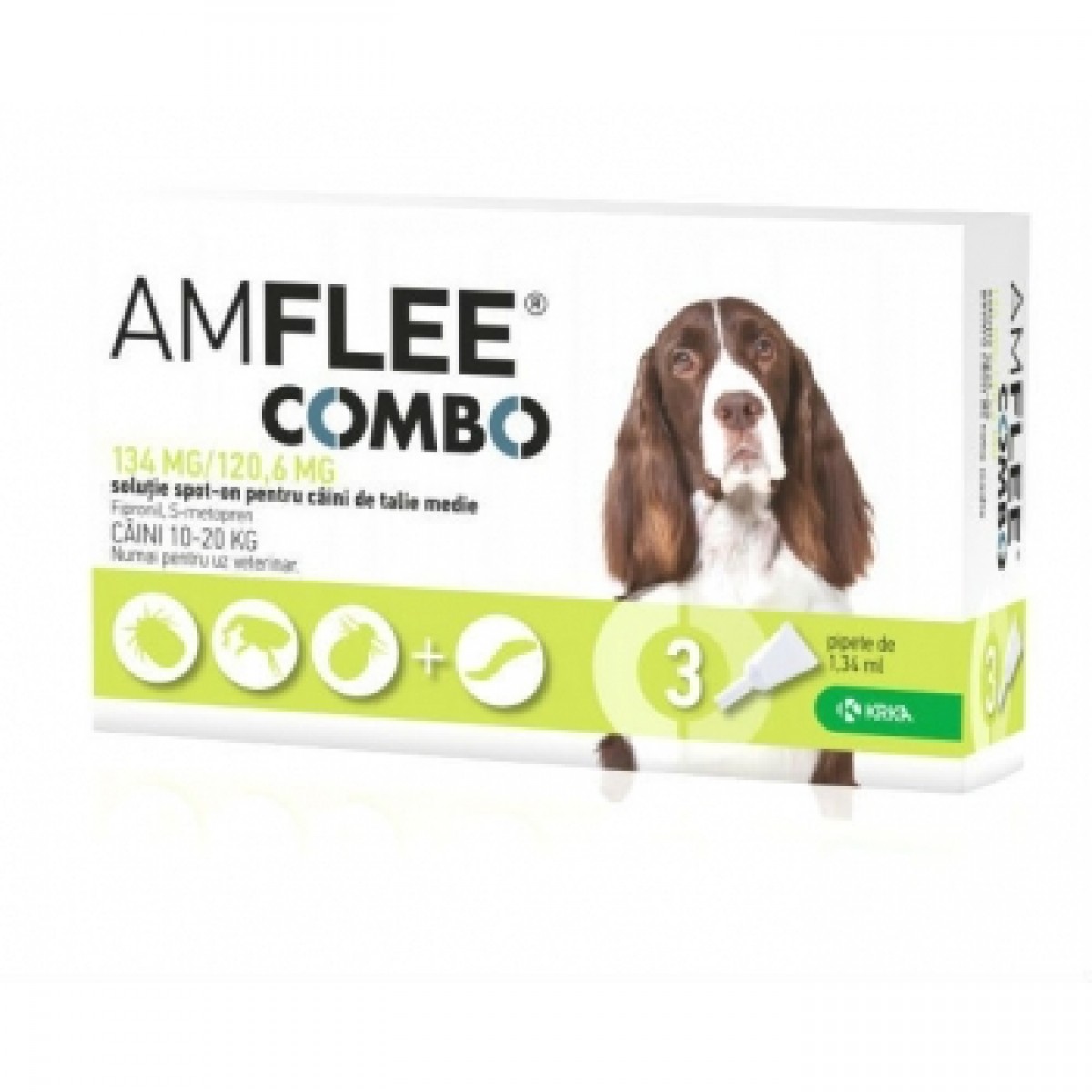 Pipetă antiparazitară Amflee Combo Dog M 10-20kg, Antiparazitare externe, Antiparazitare, Câini 