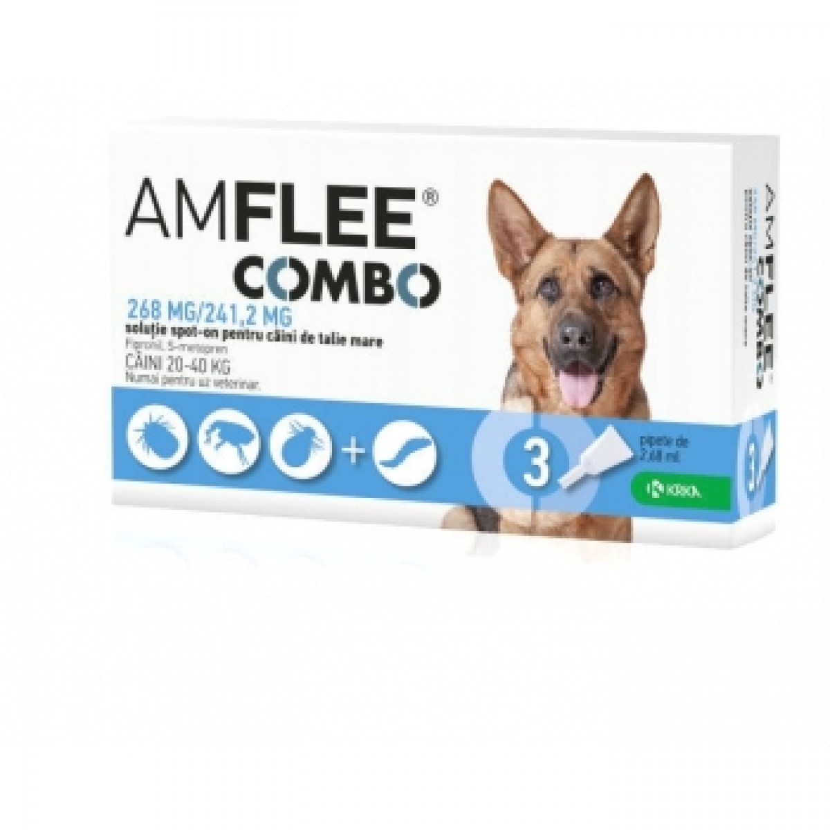 Pipetă antiparazitară Amflee Combo Dog L 20-40kg, Antiparazitare externe, Antiparazitare, Câini 
