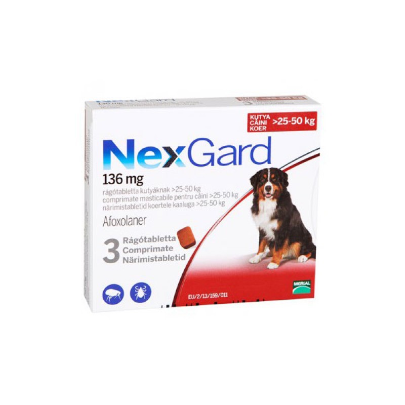 Comprimat masticabil antiparazitare Nexgard XL pentru câini de 25 - 50kg
