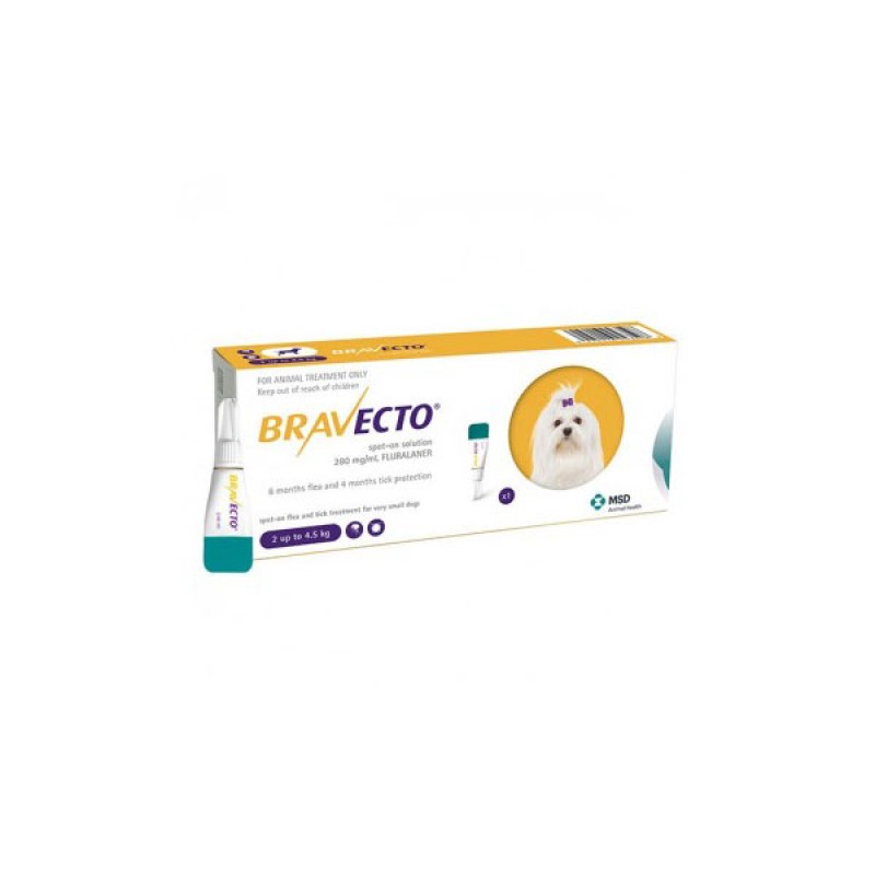 Pipetă antiparazitară Bravecto pentru câini de 2 - 4.5kg