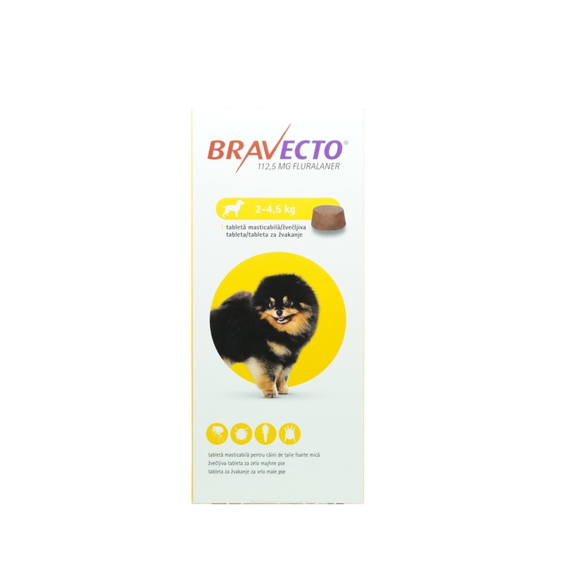 Tabletă antiparazitară Bravecto pentru câini de 2 - 4.5kg
