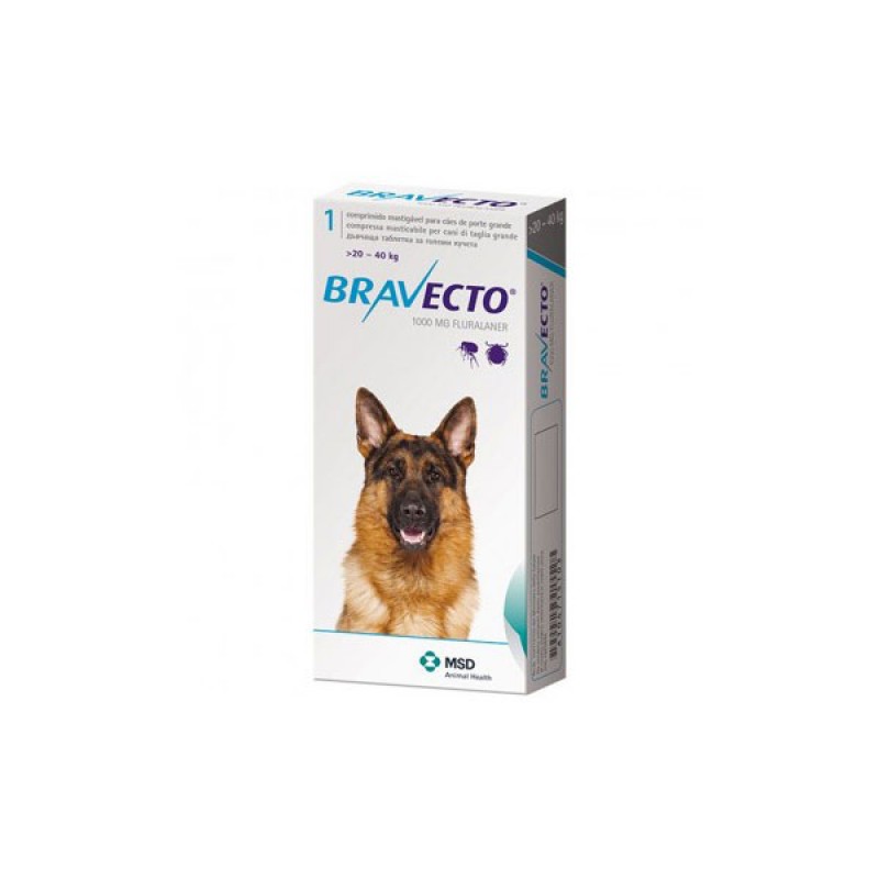 Tabletă antiparazitară Bravecto pentru câini de 20 - 40kg