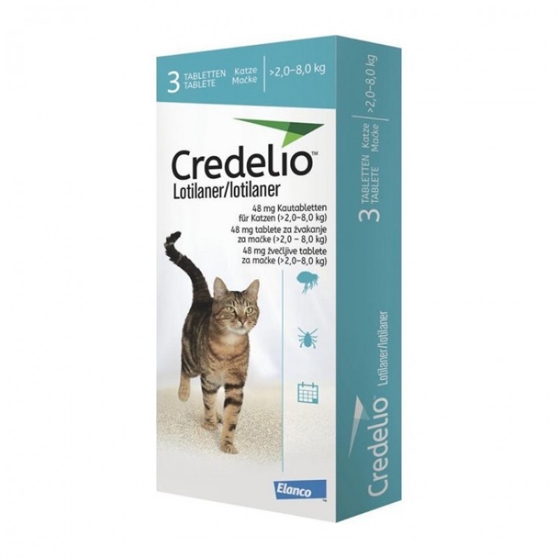 Tabletă antiparazitară Credelio 48mg pentru pisici intre 2-8 kg