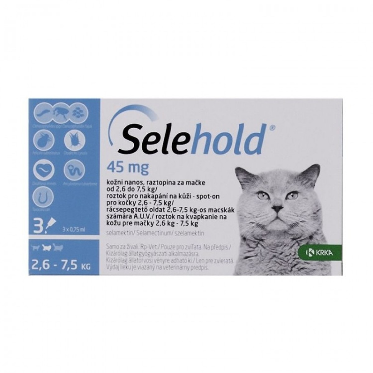 Selehold pentru pisici între 2.6-7.5kg, 3 pipete antiparazitare, Antiparazitare externe, Antiparazitare, Pisici 