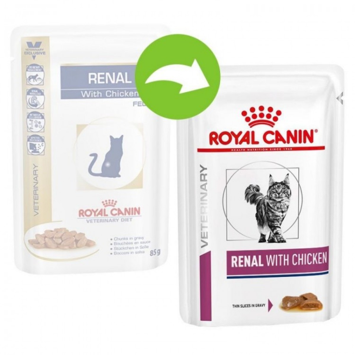 Dieta Royal Canin Renal Cat Plicuri cu Pui  12x85g