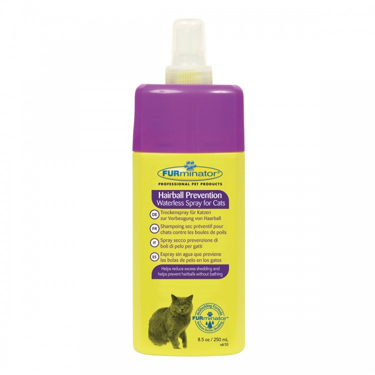 Furminator Spray Pisica Waterless Hairball, 250 ml