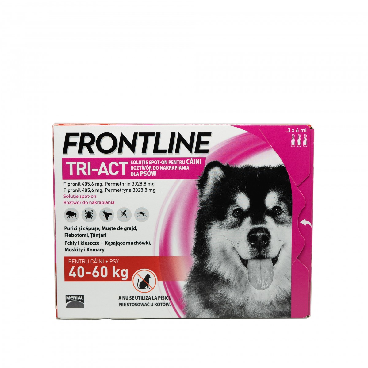 Frontline Tri-Act pentru caini de talie foarte mare 40-60kg, 3 pipete antiparazitare, Antiparazitare externe, Antiparazitare, Câini