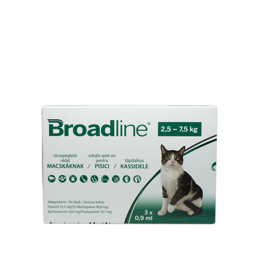 Pipetă antiparazitară Broadline pentru pisici de 2.5 – 7.5kg Merial