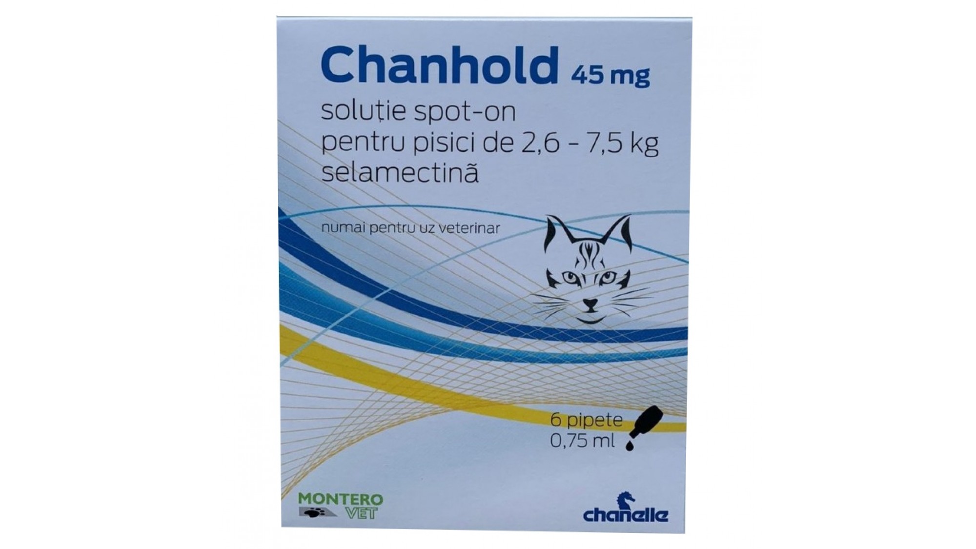 Pipetă antiparazitară Chanhold 45 mg pentru pisici între 2,6 – 7,5 kg Chanelle