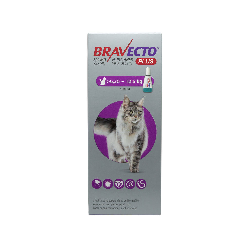 Solutie de antiparazitare pentru pisici intre 6.25 si 12.5kg Bravecto Plus Spot On Cat MSD