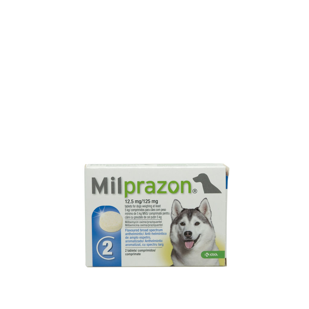 Milprazon pentru câini de 5 – 25kg, 2 tablete antiparazitare KRKA
