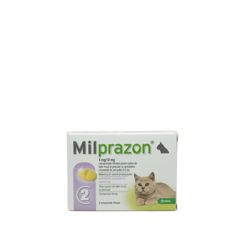 Milprazon pentru pisici de până la 2kg, 2 tablete antiparazitare KRKA