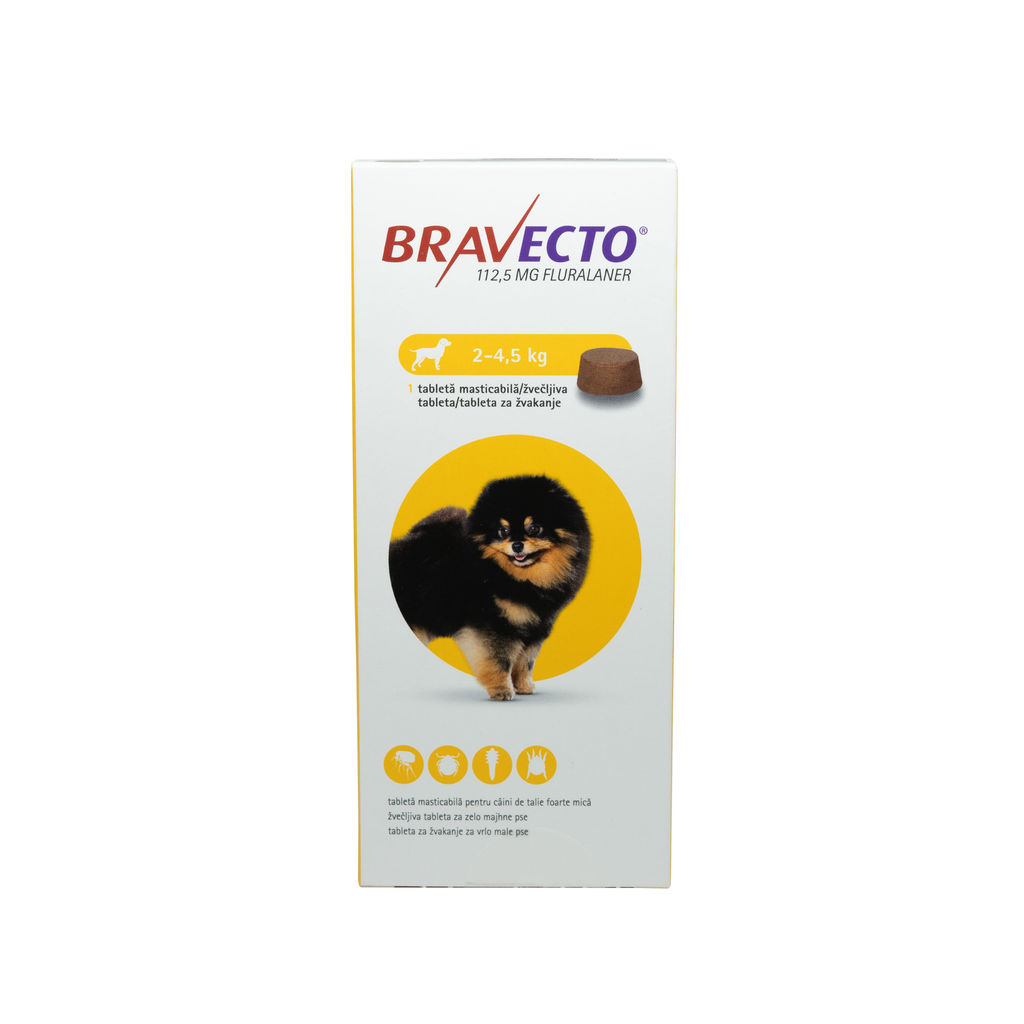 Tabletă antiparazitară Bravecto pentru câini de 2 – 4.5kg MSD imagine 2022