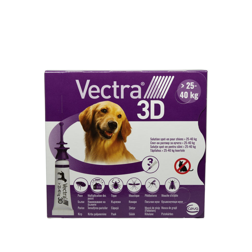 Vectra 3D pentru câini de 25 – 40kg 3 pipete antiparazitare Ceva Sante