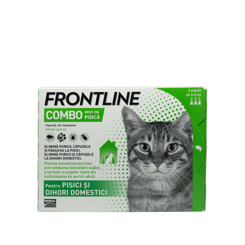 Frontline Combo pentru pisici, 3 pipete antiparazitare Merial