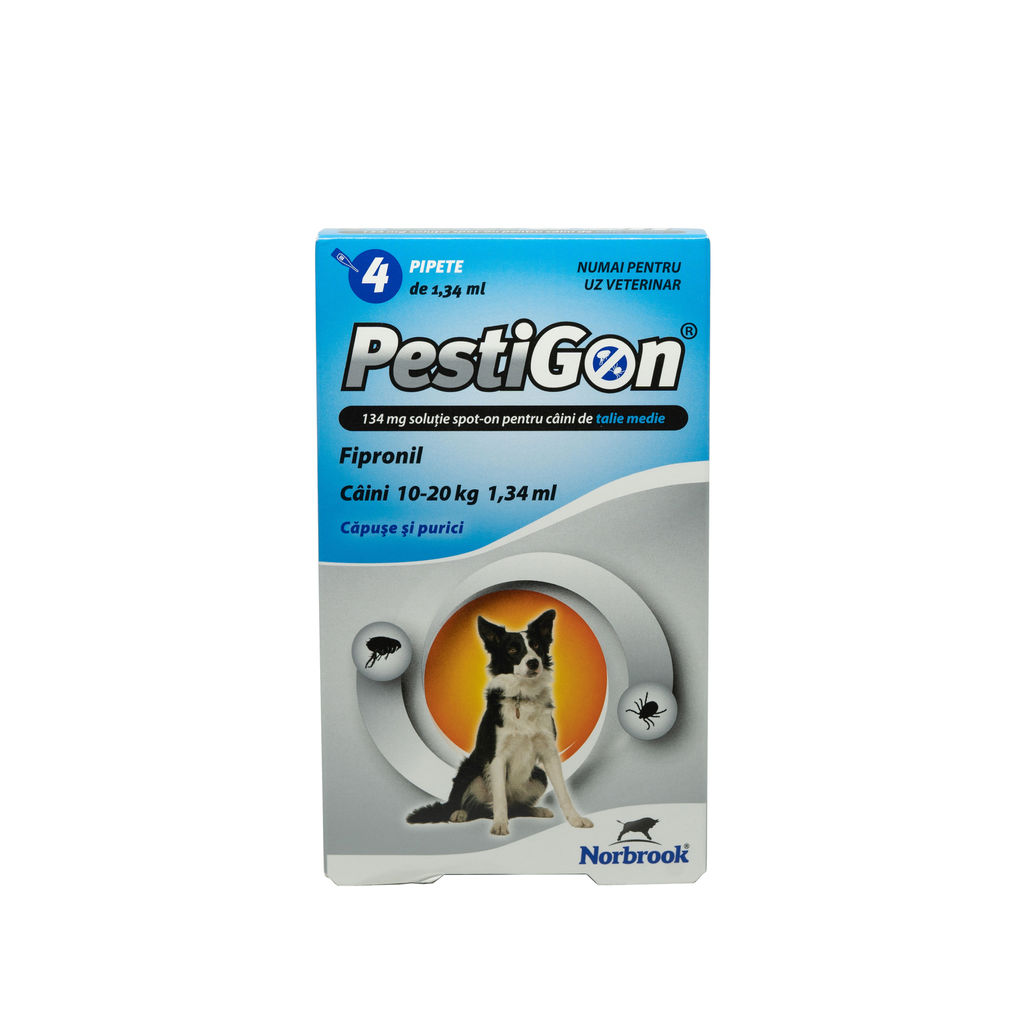 Pipetă antiparazitară Pestigon Dog pentru caini de talie medie (10-20kg) Norbrook