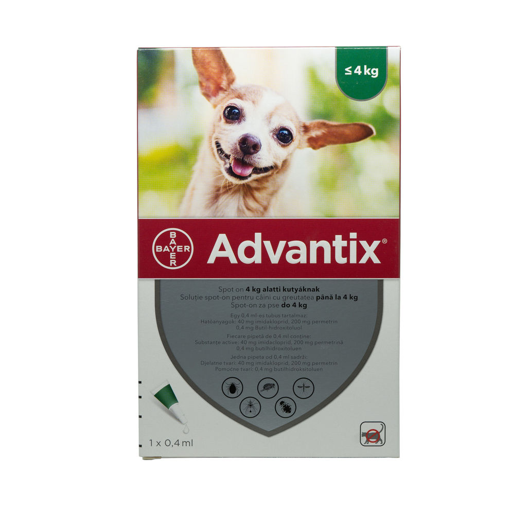 Pipetă antiparazitară Advantix pentru câini de până la 4kg Bayer AH