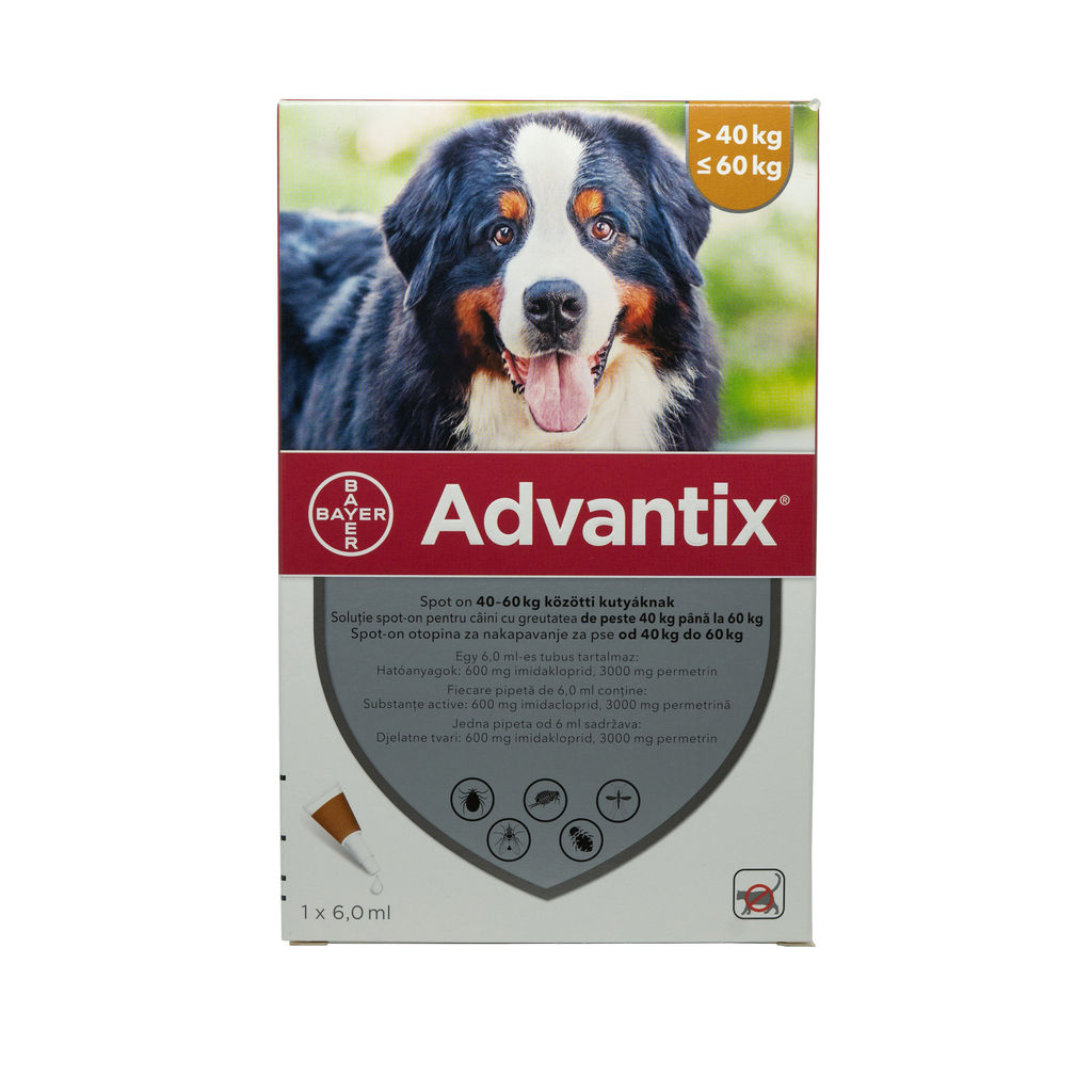 Pipetă antiparazitară Advantix pentru câini de 40-60kg thepetclub