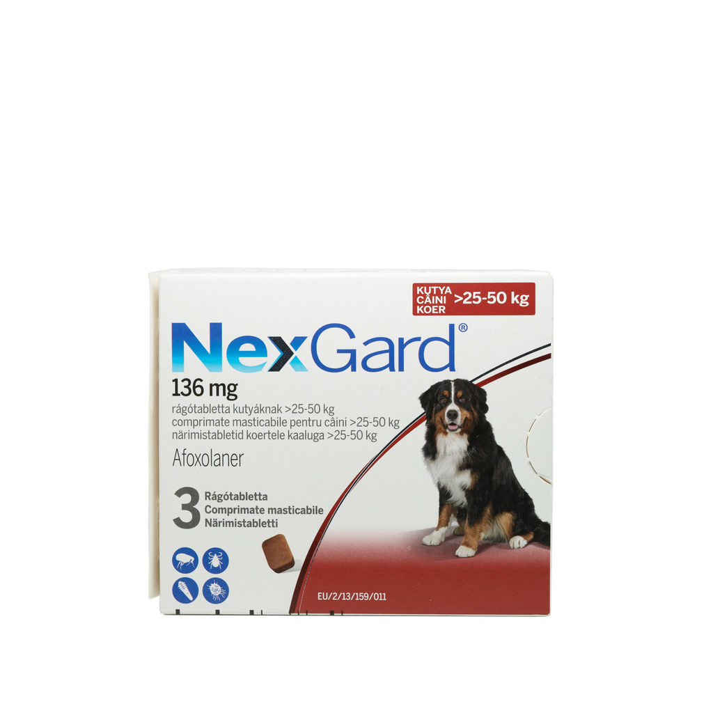 Comprimat masticabil antiparazitare Nexgard XL pentru câini de 25 – 50kg Merial imagine 2022