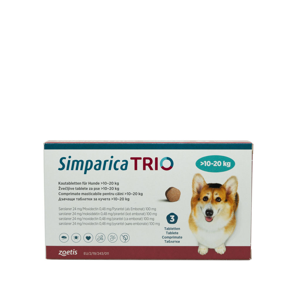 Comprimat masticabil antiparazitar Simparica Trio pentru caini 10-20kg thepetclub.ro imagine 2022