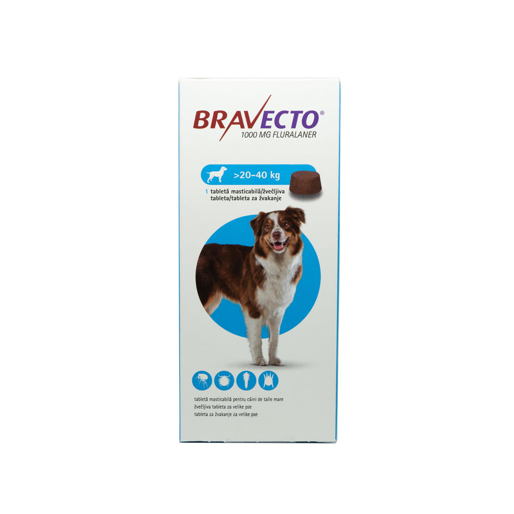 Tabletă antiparazitară Bravecto pentru câini de 20 – 40kg MSD imagine 2022