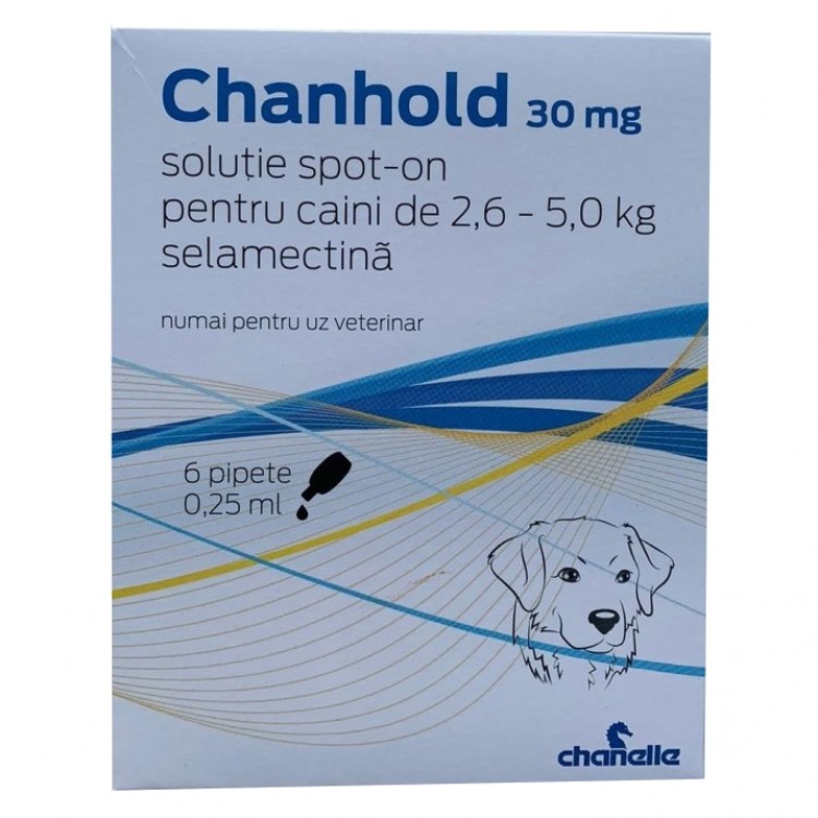 Pipetă antiparazitară Chanhold 30 mg pentru câini între 2,6 – 5 kg Chanelle