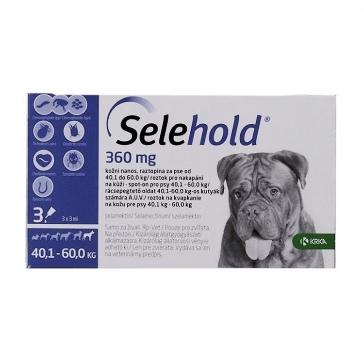 Pipetă antiparazitară Selehold pentru câini între 40-60kg KRKA imagine 2022