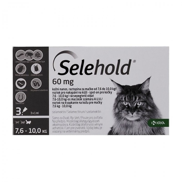 Selehold pentru pisici între 7.6-10kg, 3 pipete antiparazitere KRKA