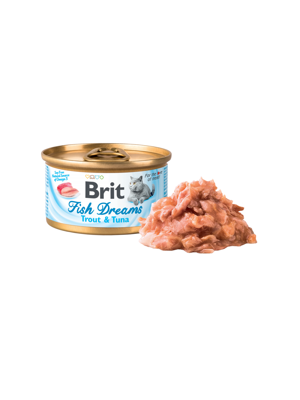 Hrană umedă BRIT Fish Dreams pentru pisici, cu pastrav si ton, 80g Brit