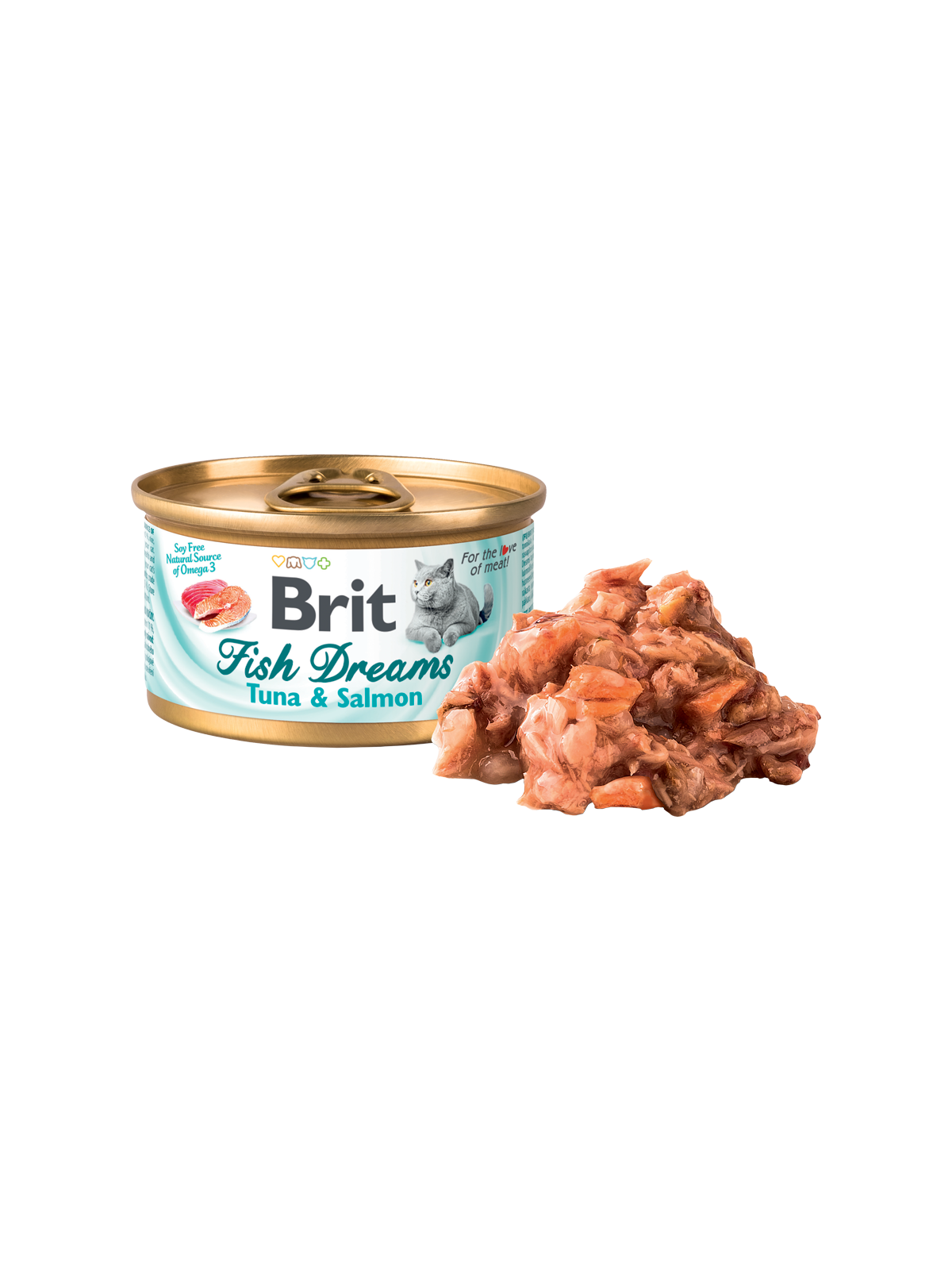 Hrană umedă BRIT Fish Dreams pentru pisici, cu ton si somon, 80g Brit