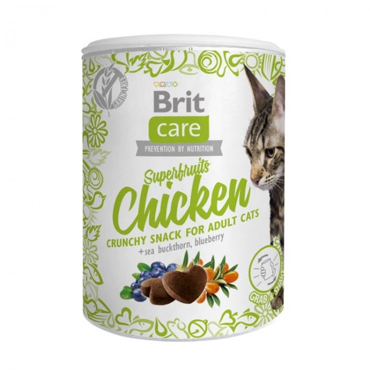 Recompensa Brit Care Cat Snack Superfruits cu Pui, 100 g thepetclub